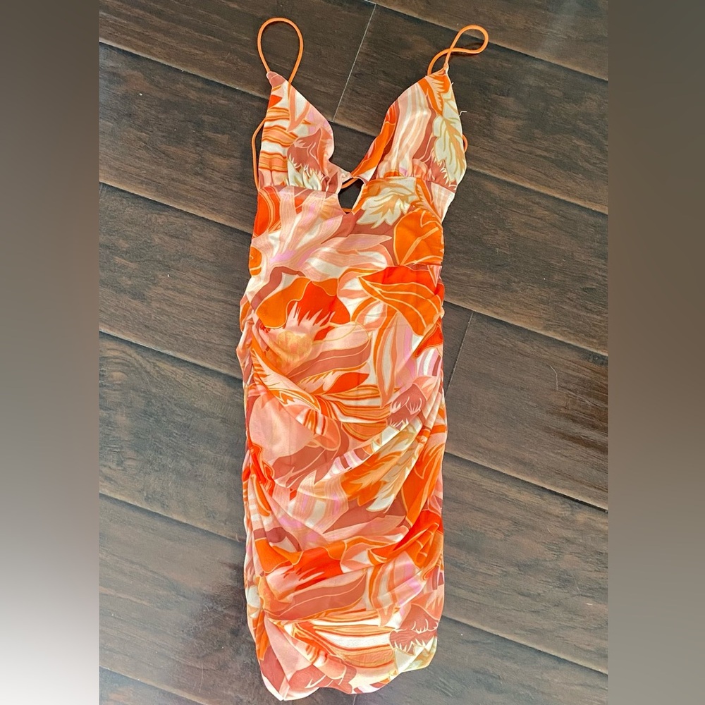 Princess Polly Peach and Coral Dress